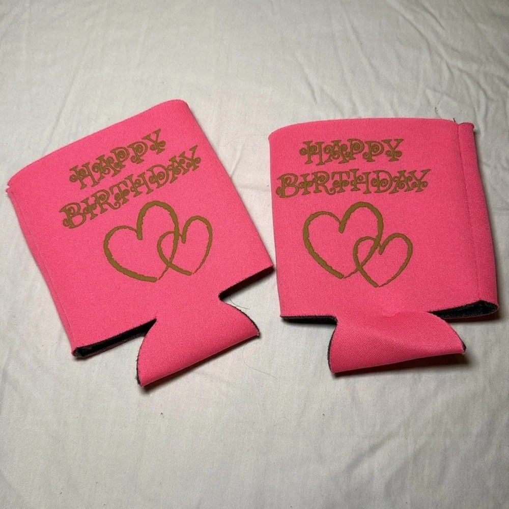 Custom Pink and Gold 12th Birthday Koozies Lot of 38 Unused NWOT